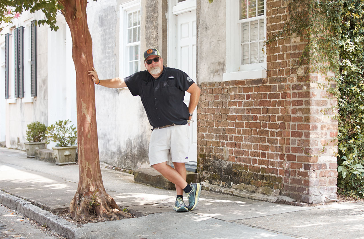 Tim Grady of Ebb and Flow Pictures and his dog, KB